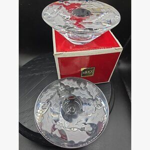 MIKASA "Radiant Holly" XY448/339 Candleholder, Pair New In Box! Must See Photos!